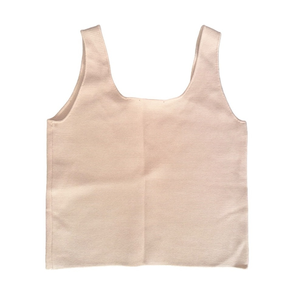 House of Harlow 1960 Knit Tank Top Neutral Minimalist Stretch Square Neck Size S - Picture 3 of 9